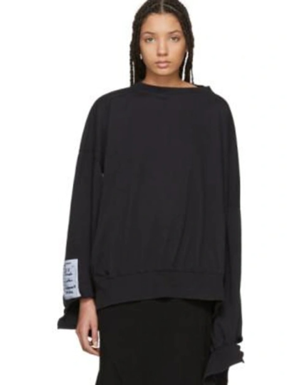 Vetements Black Oversized Distressed Crewneck Sweatshirt